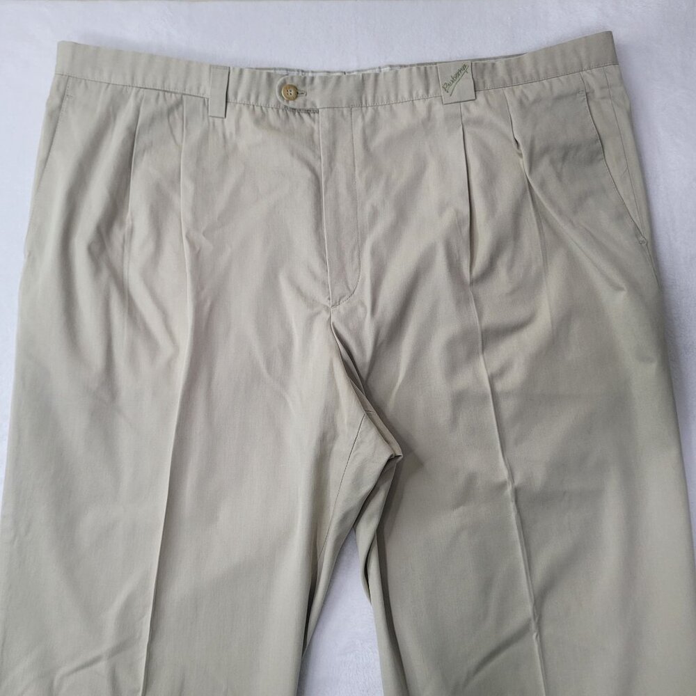 VTG Burberrys Leisure Men's Beige Pleated Chino Pants Talla 60 US Size 44x27 - Picture 3 of 11